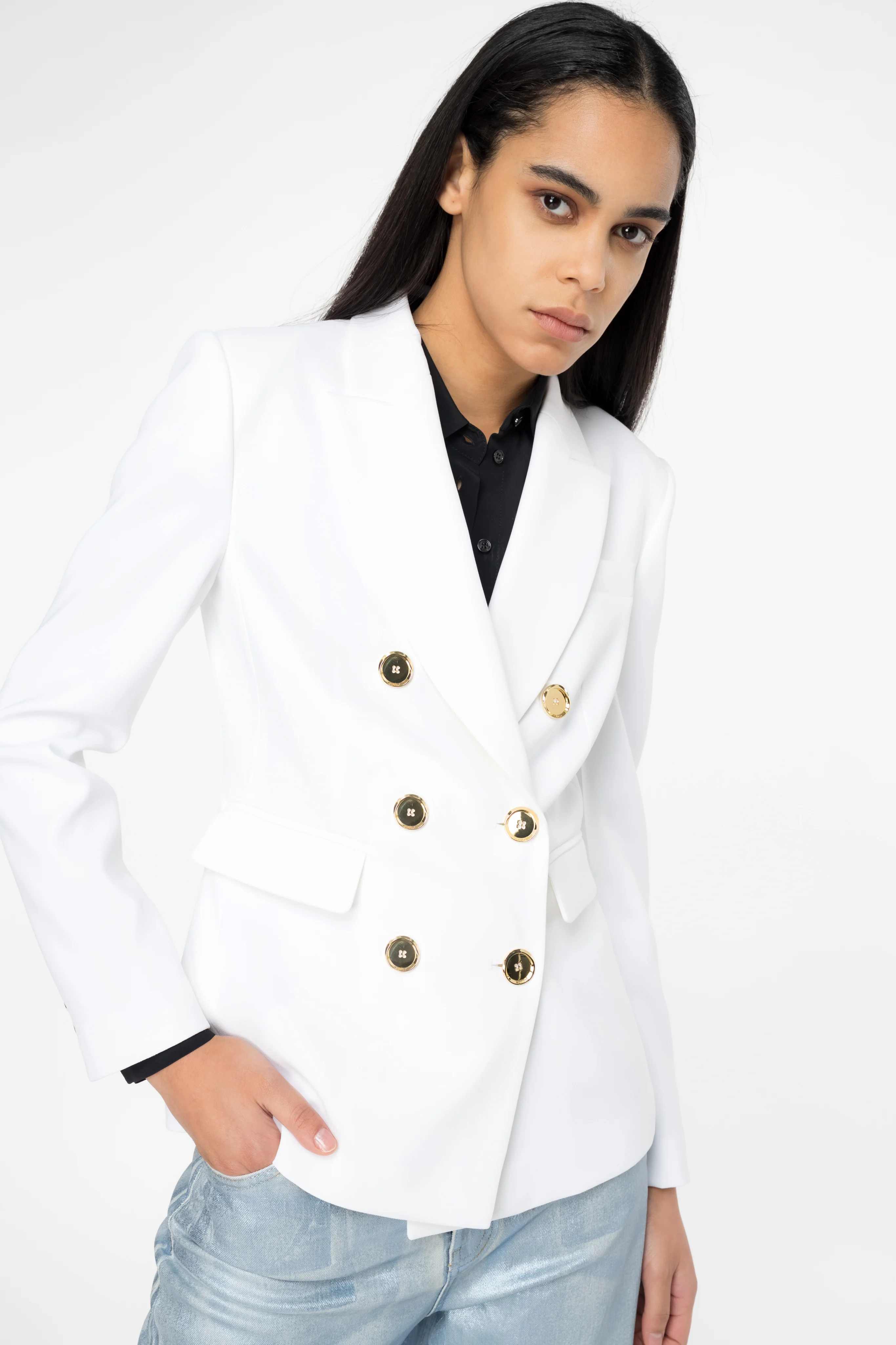 Blazer croisé avec boutons | Blanc