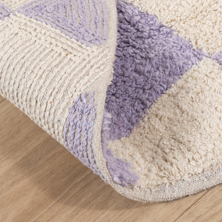 Rond retro vloerkleed - Gambit Lila/Wit
