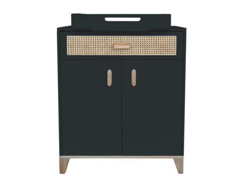 Petite Commode NAMI Cannes de Rotin Onyx - THEO