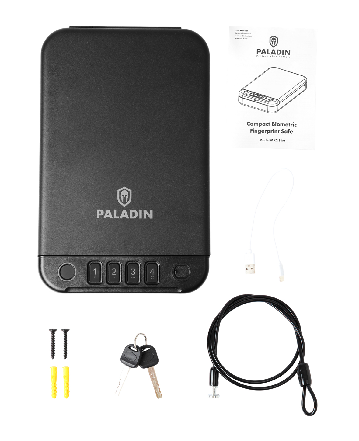 MK2 Slim portabler Fingerabdruck Safe für Aufbewahrung von Wertsachen - Schwarz