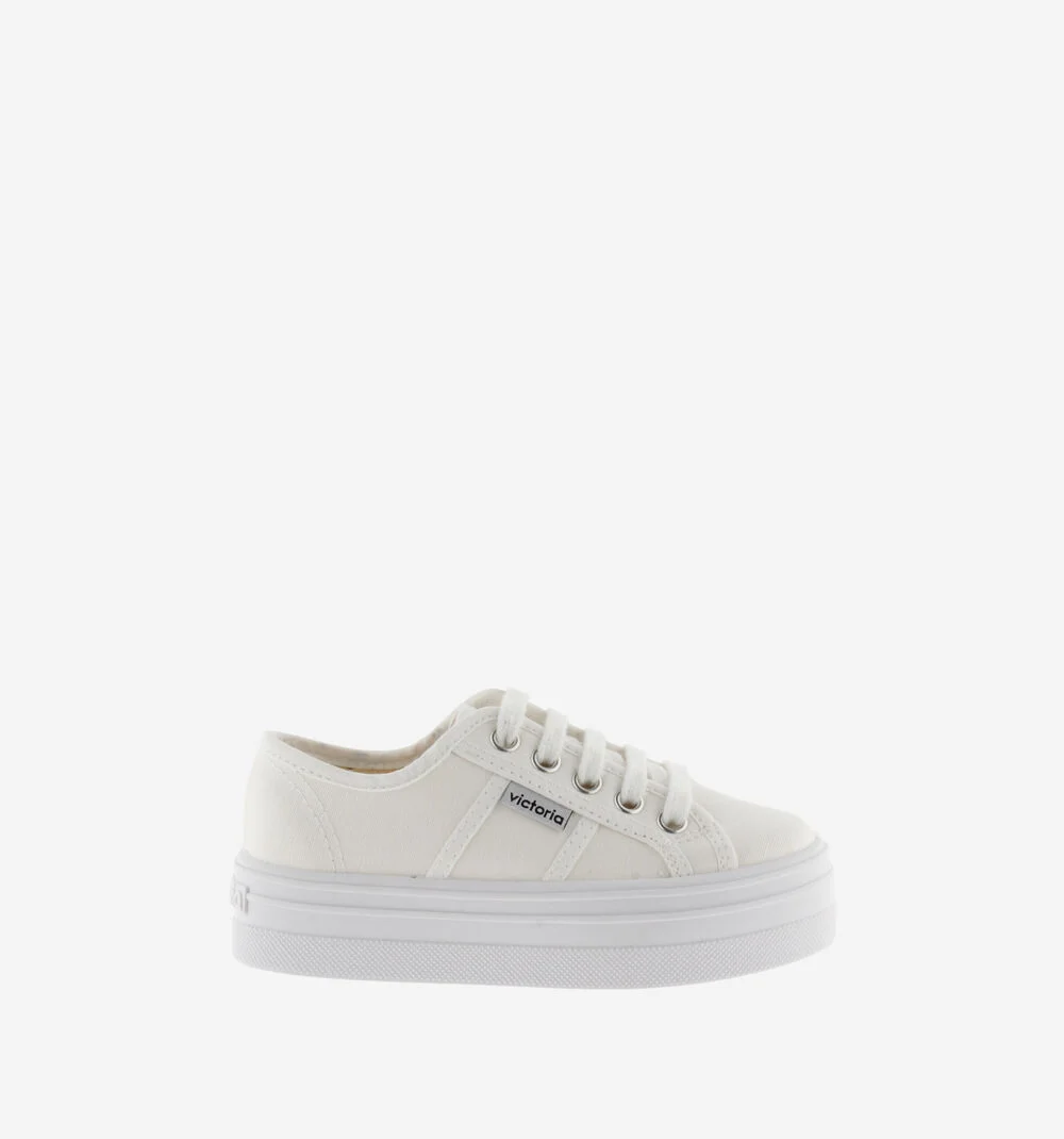 BARCELONA PLATEFORME TOILE Baskets plateforme en toile BLANCO