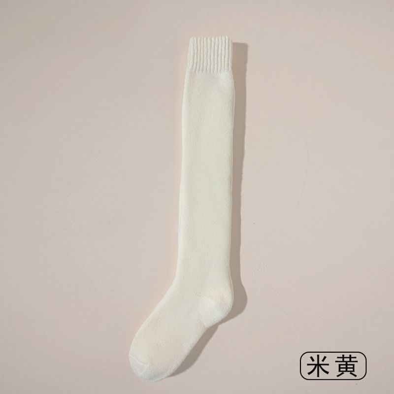 Lychee - Effen overknee sokken met fleecevoering