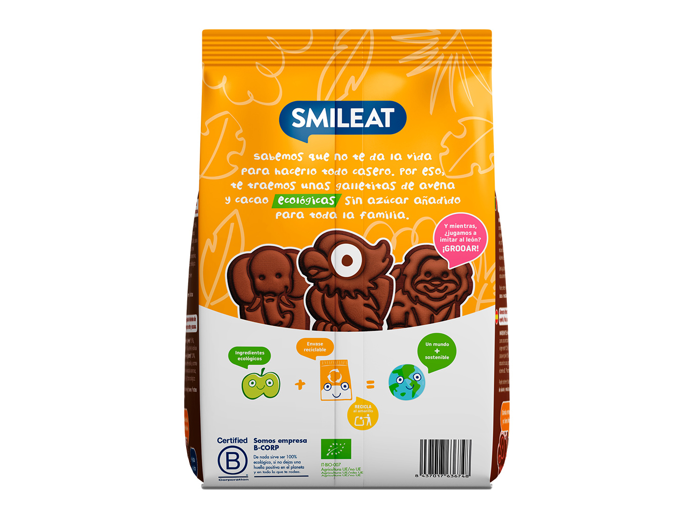 BOLACHAS SMILEAT BIO ESPELTA AVEIA CACAU 220G
