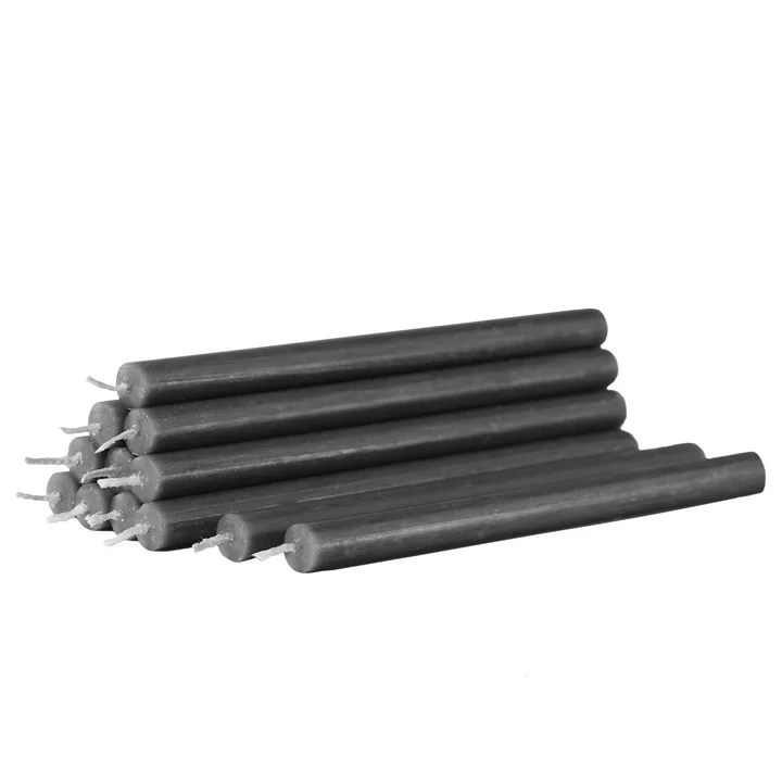 Stoff Nagel - Paraffin-Kerzen, anthrazit (12er-Set)