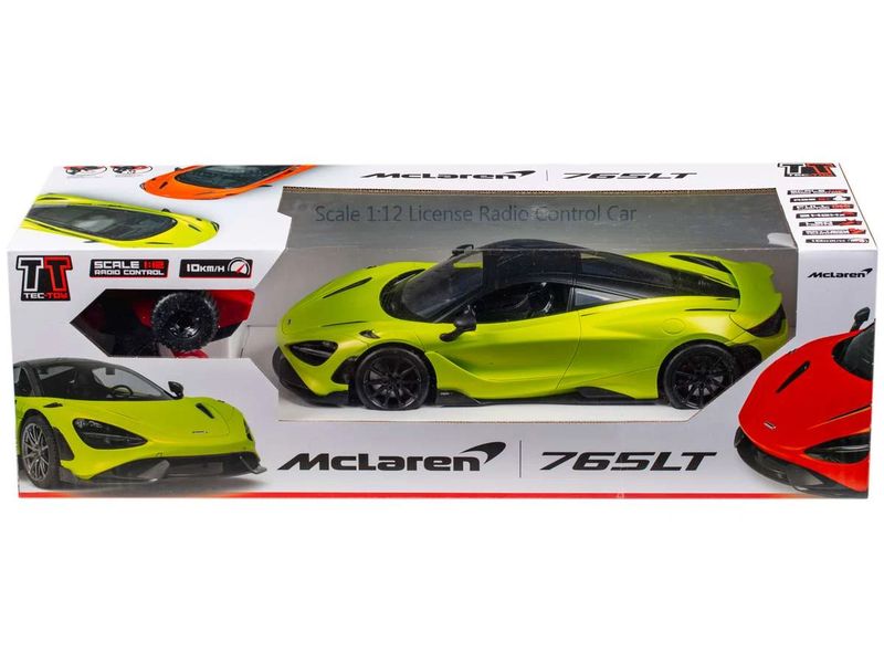 TEC-TOY Auto McLaren 765LT mit Licht, Grün, 1:12 Ferngesteuerter Sportwagen mit Licht für Kinder ab 6 Jahren
