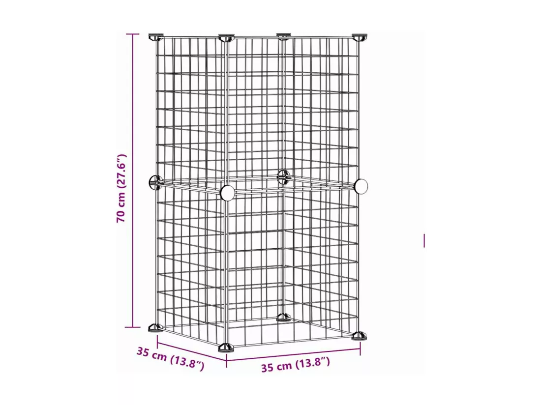Cage animaux de compagnie à 8 panneaux Noir 35x35 cm Acier