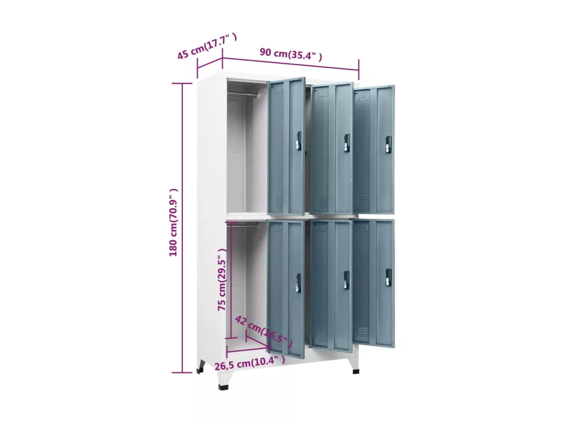 Armoire à casiers Gris clair et gris foncé 90x45x180 cm Acier