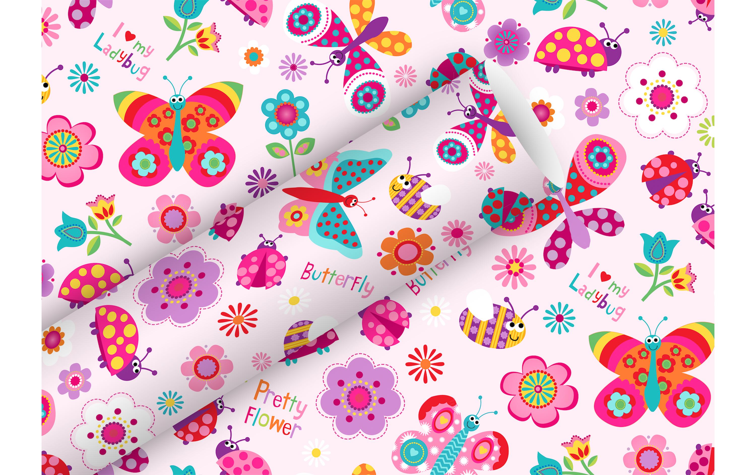 Geschenkpapier Flying Friends 2 m x 70 cm, MehrfarbigPapierrolle zum Einpacken von Geschenken