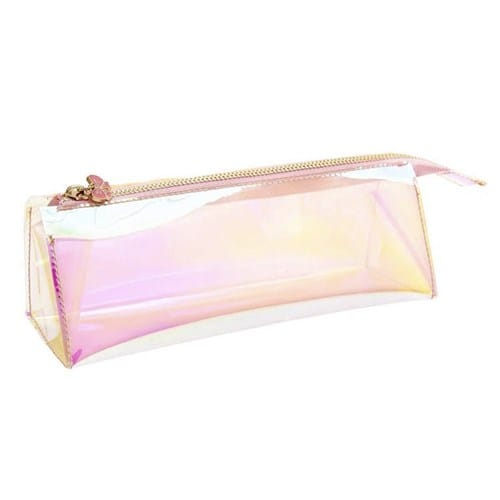 Trousse rose irise transparente