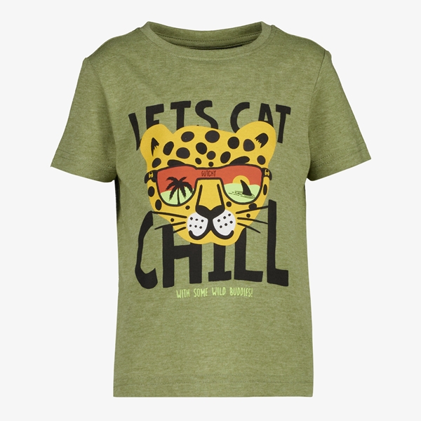 Unsigned jongens T-shirt groen met cheetakop