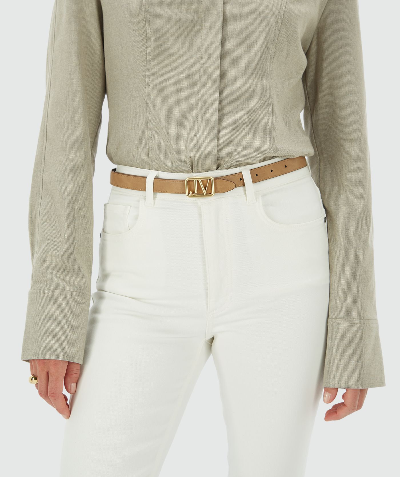 DORISSA riem met logo - dark brown light brown