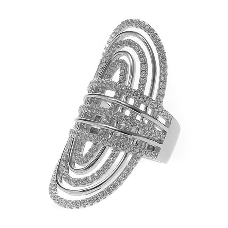Bague Argent Ellipse Moderne