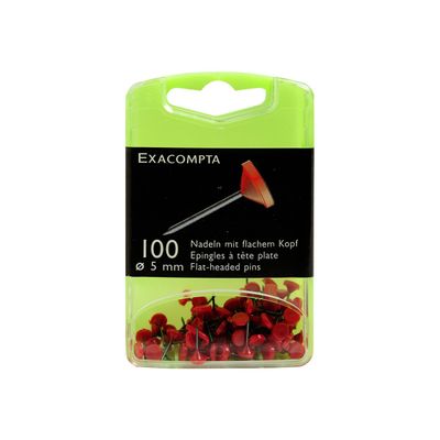 Exacompta - 100 Épingles tête plate - 5 mm - rouge