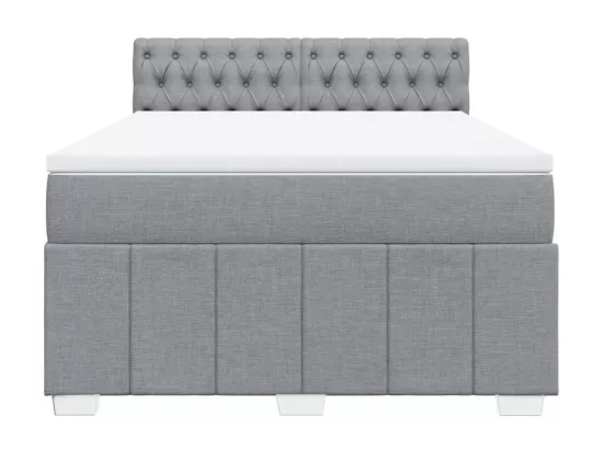 Sommier à lattes de lit avec matelas Gris clair 140x190cm Tissu