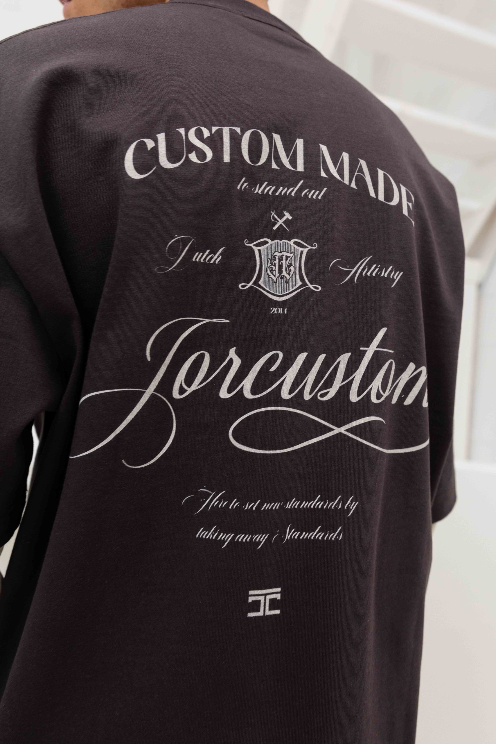 Jorcustom Handscript Double Layered Longsleeve T-Shirt Heren Bruin/Beige