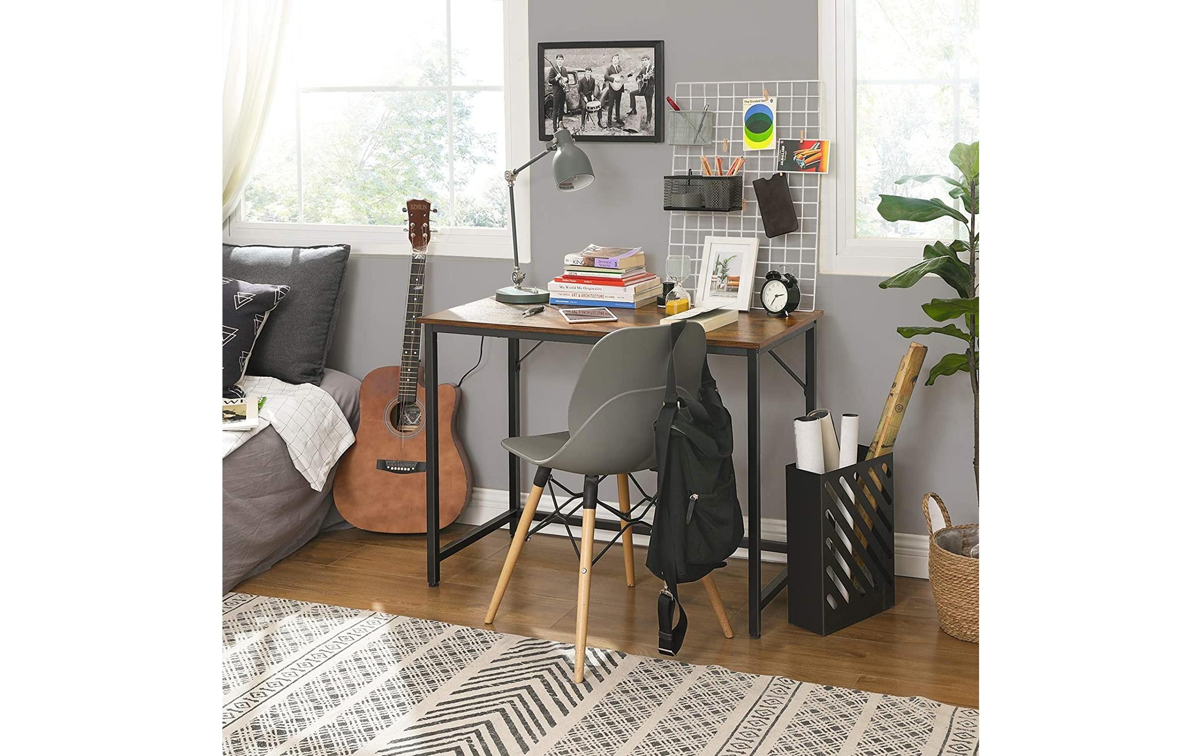 Konsolentisch 100 x 75 cm, Braun/SchwarzSchmaler Schreibtisch mit Stahlrahmen
