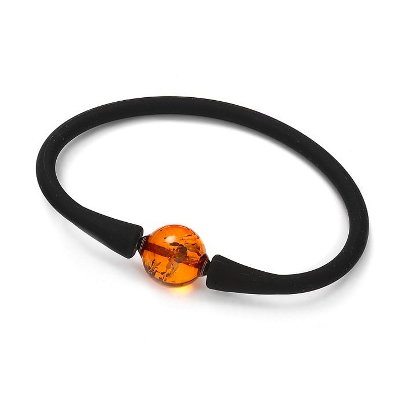 Bracelet élastique ambre cognac