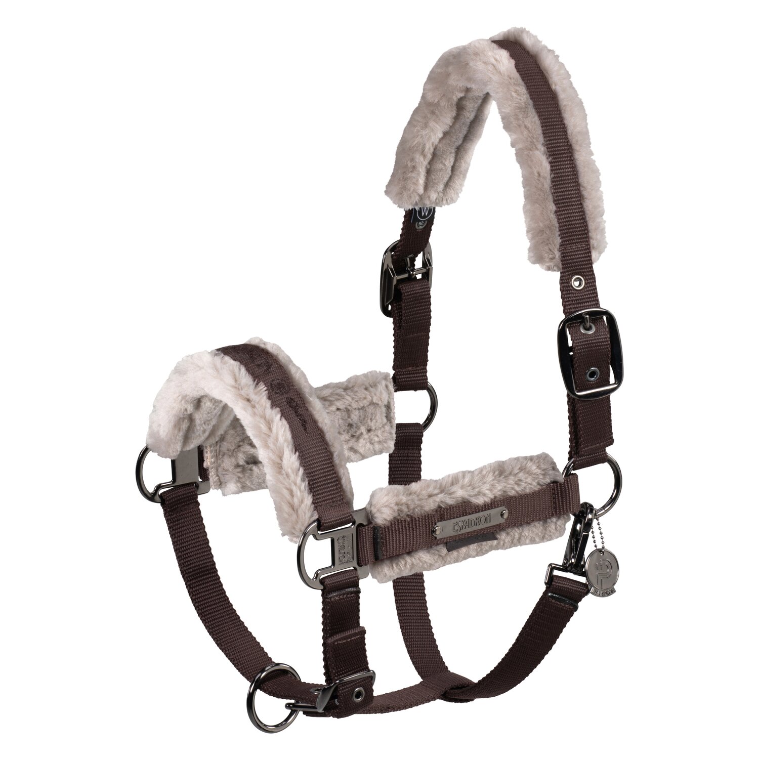 ESKADRON Platinum Halfter Double Pin Girth FauxFur  - teak brown