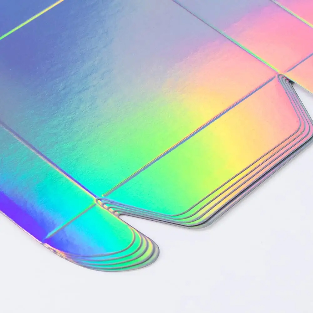 (10er Set) 22x17.5cm Regenbogen Geschenk Schachtel Faltbare Gift Box Verpackung mit Deckel - Irisierend