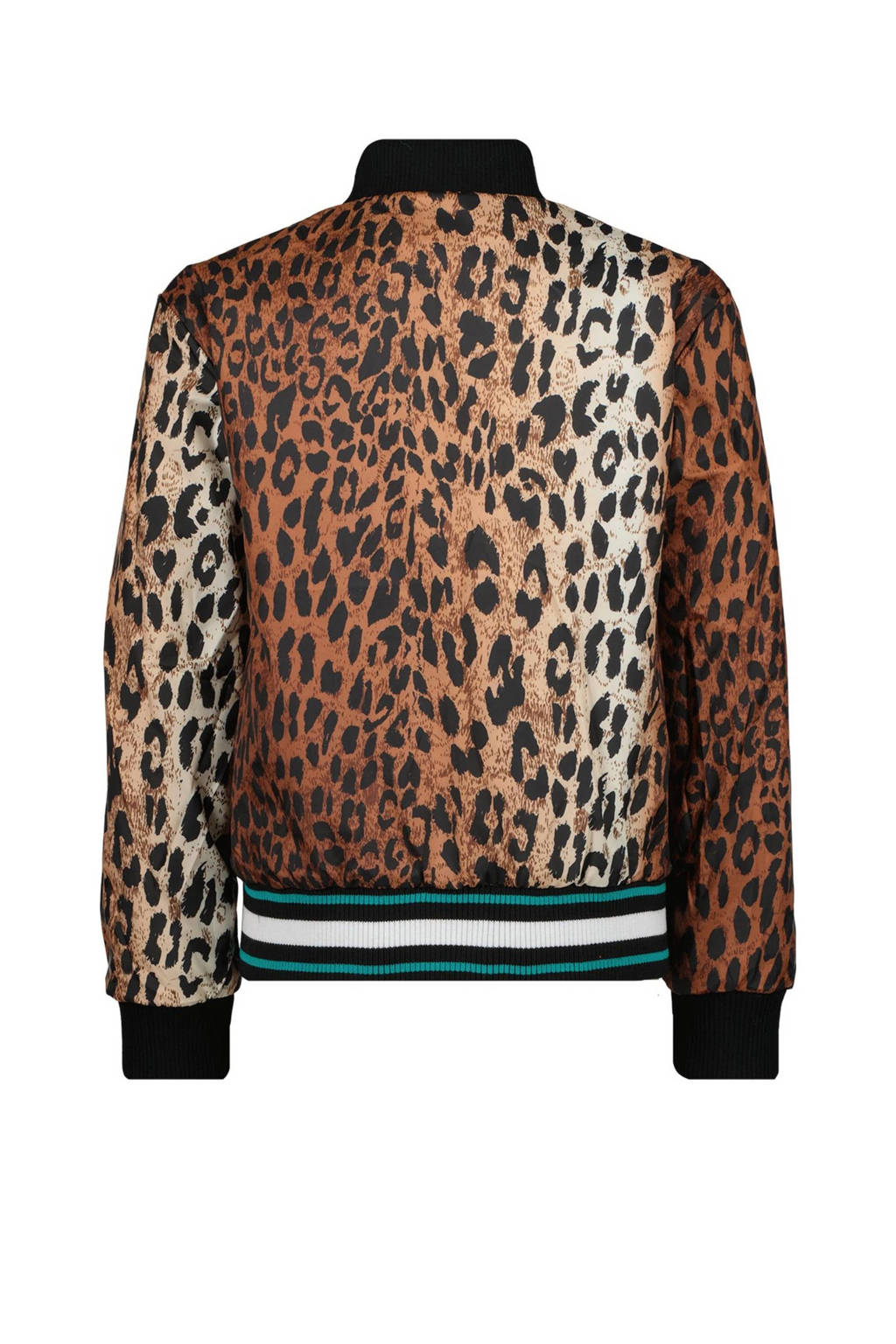 Vingino reversible bomberjack Tarbara met panterprint aqua blauw/bruin