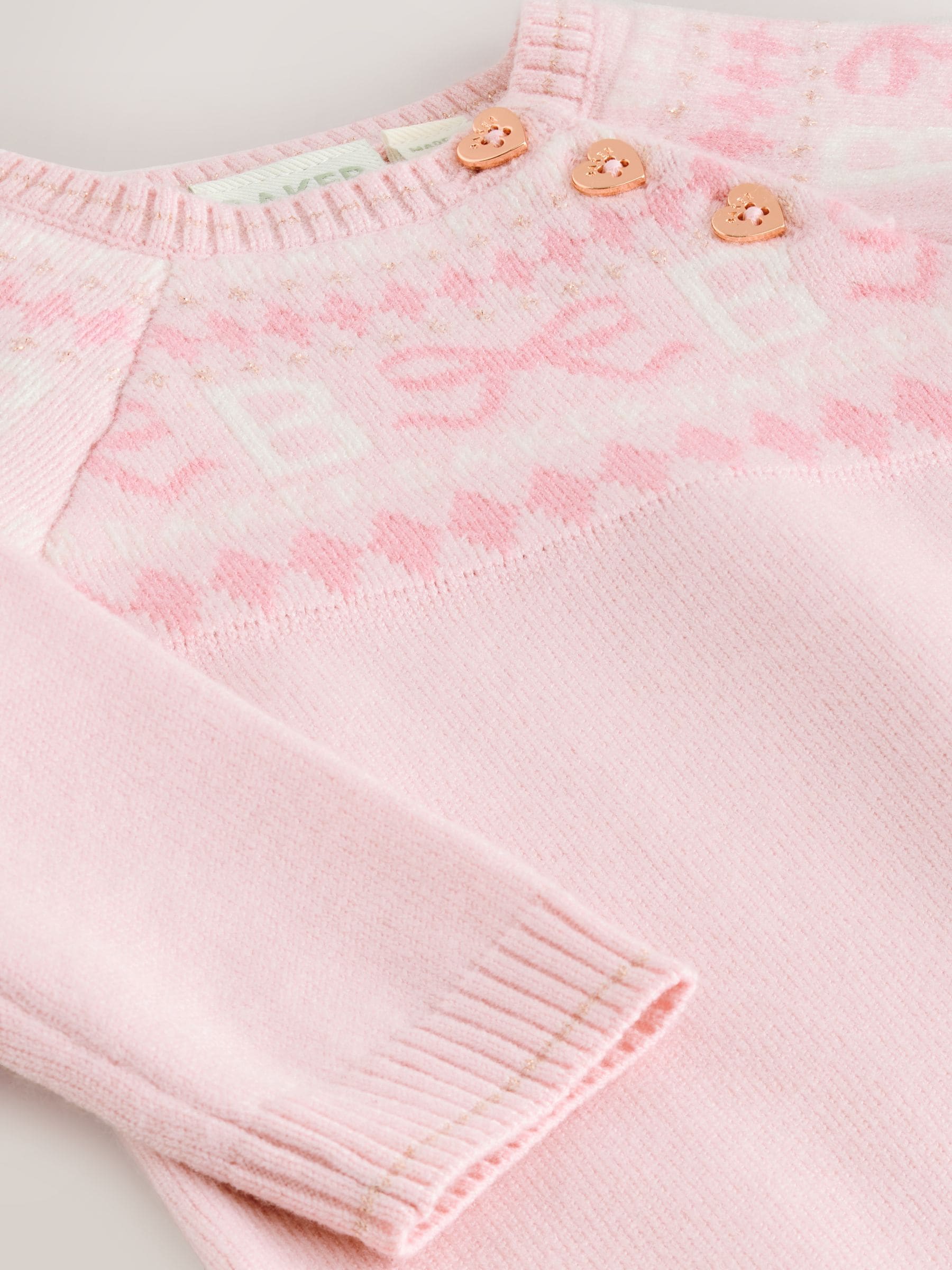 Baker by Ted Baker Pink Knitted Fairisle Pattern Romper