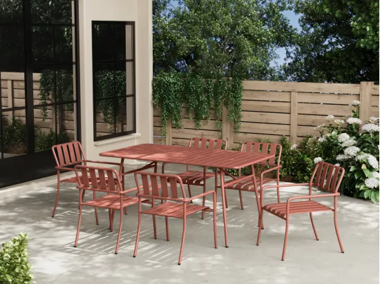 Lot de 2 fauteuils de jardin empilables en métal - Terracotta - BIRMOS de MYLIA