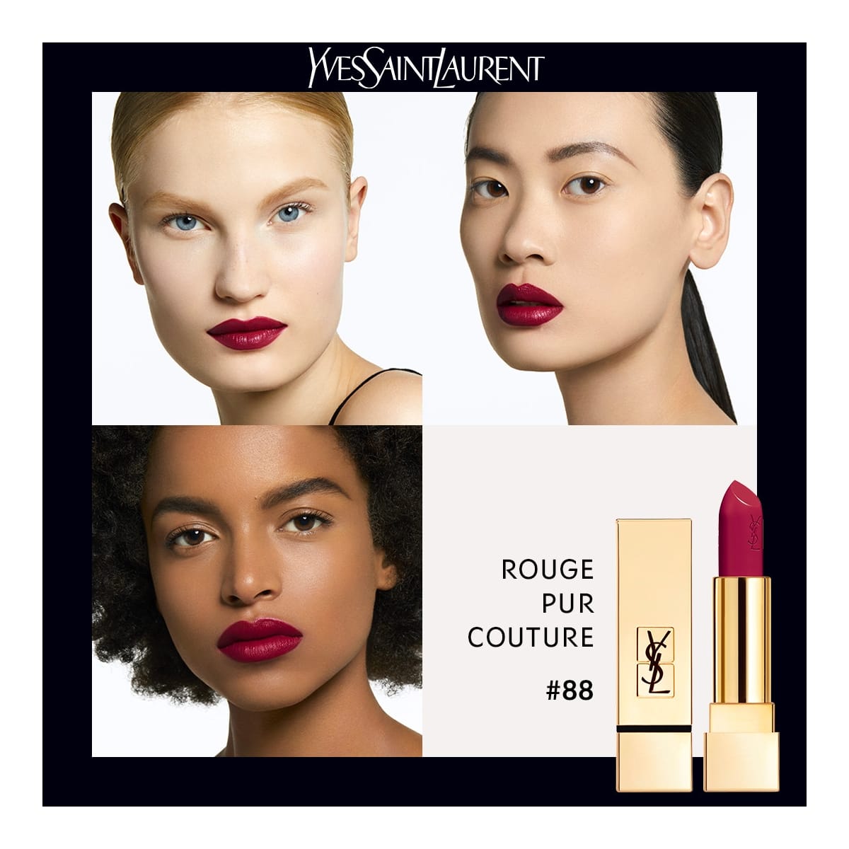 YVES SAINT LAURENT Rouge Pur Couture Rouge à Lèvres Satiné Longue Tenue et Confort