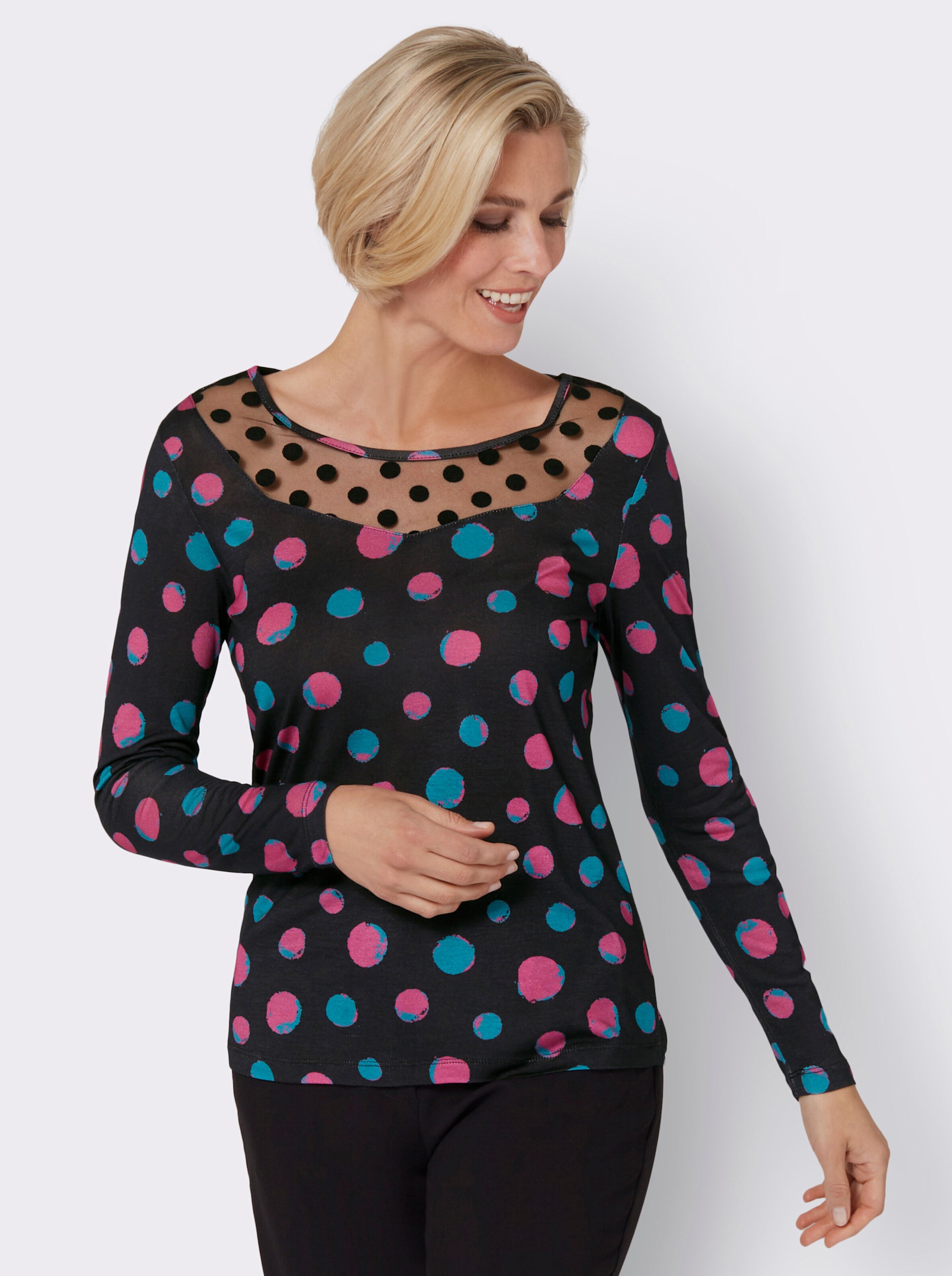 Langarmshirt mit Mesheinsatz