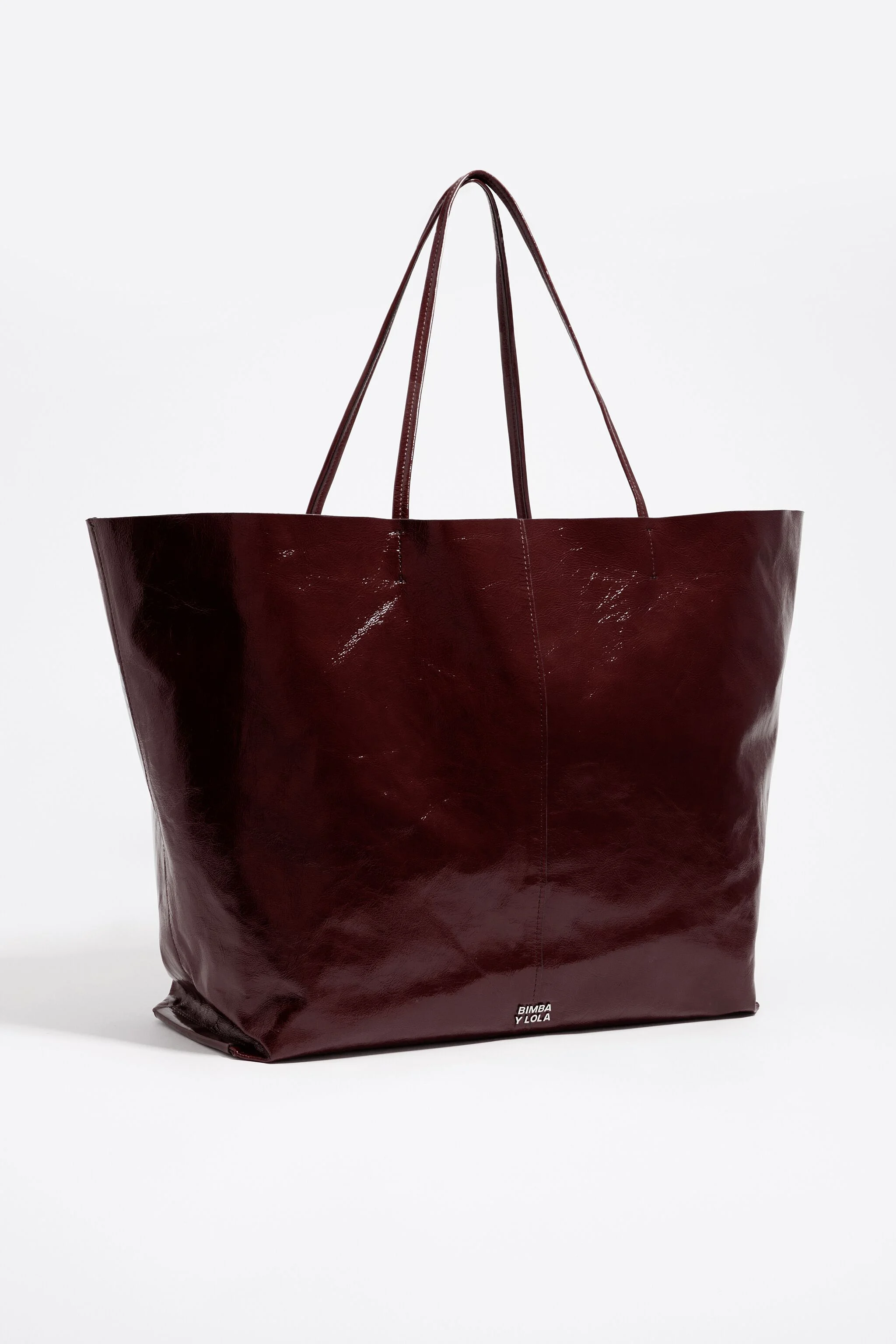 Bolsa maxi shopper em couro castanho