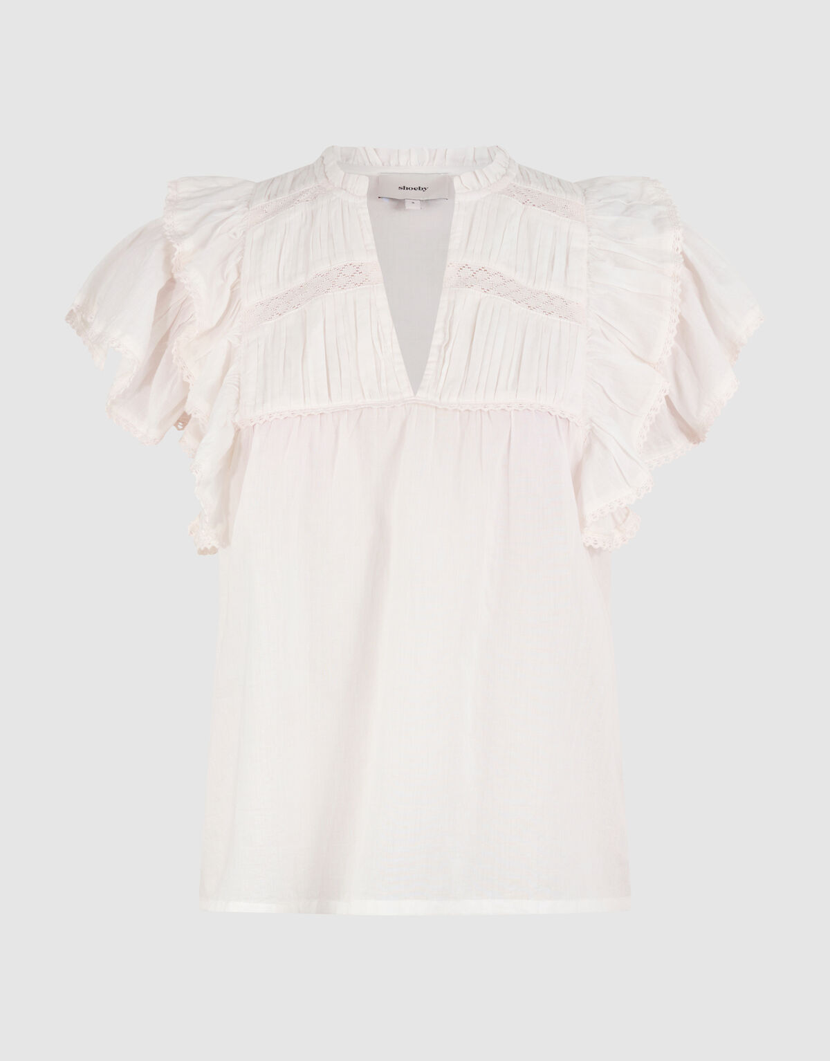 Kanten Ruffle Top Wit