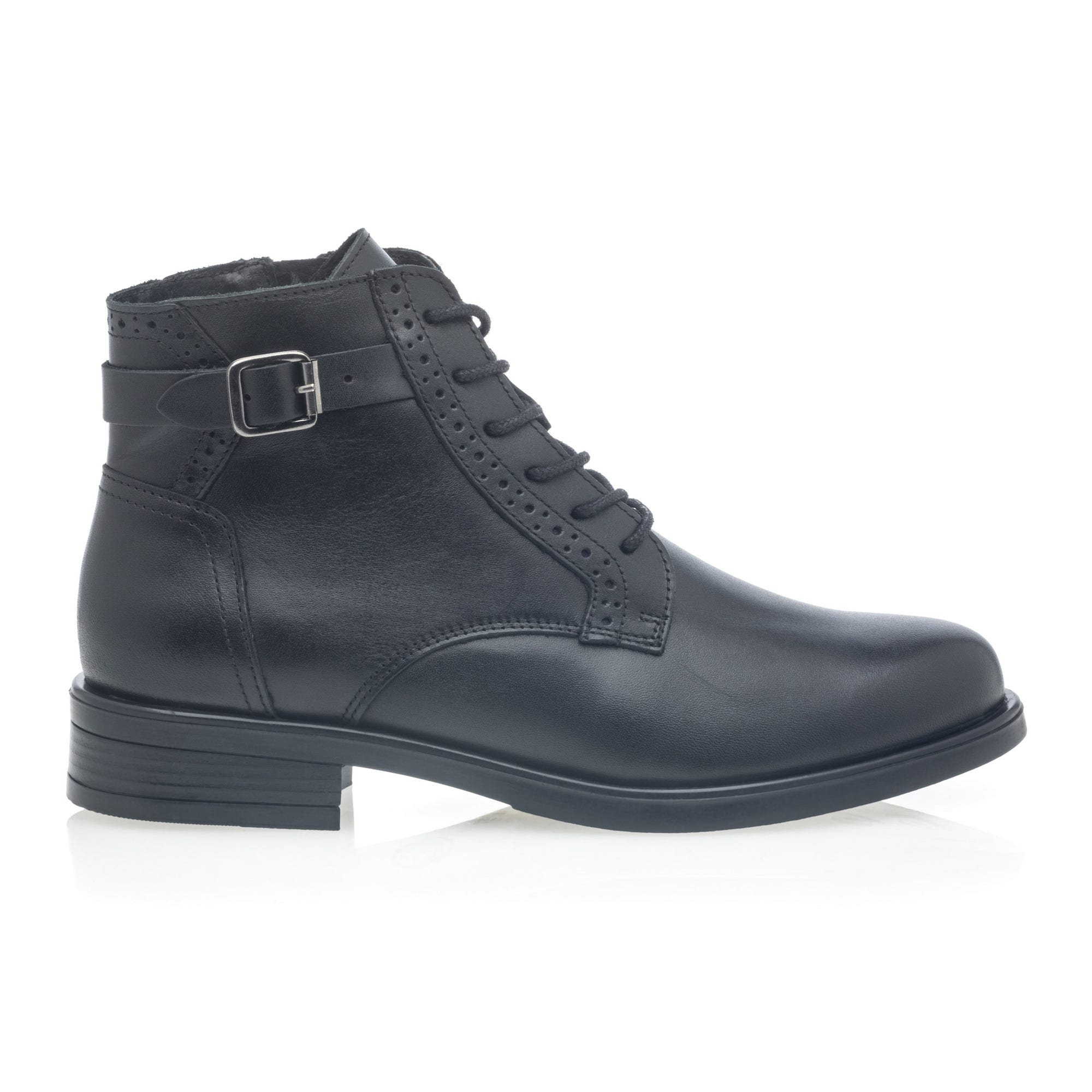 Bottines à lacets Femme en cuir noir