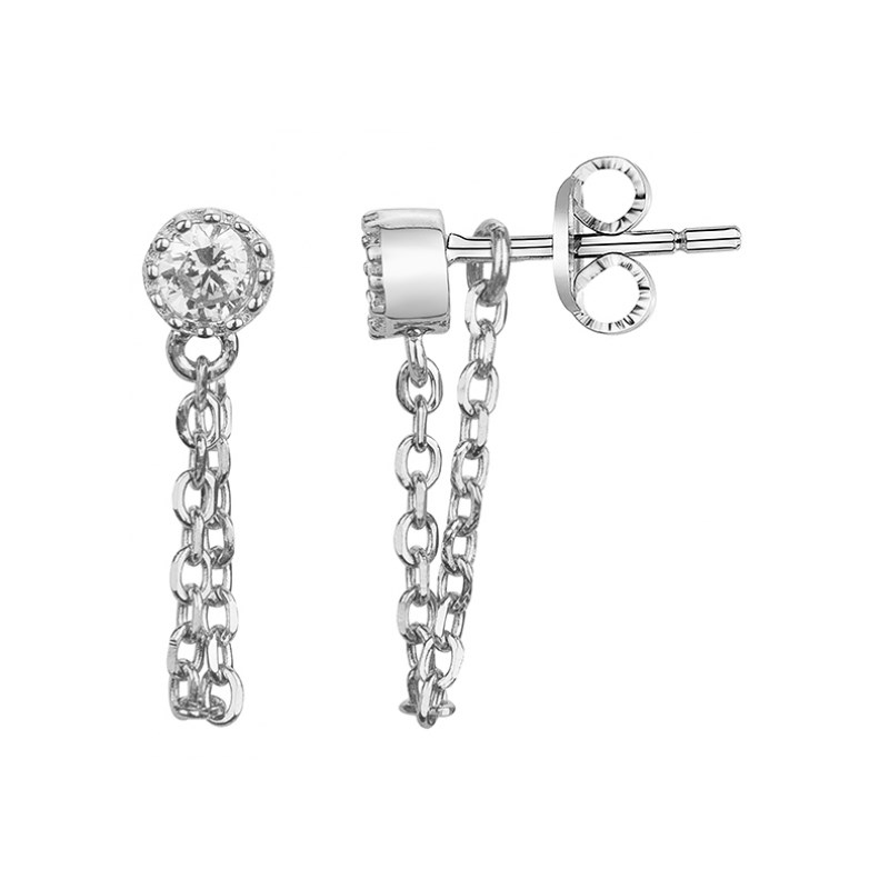 Boucles d'oreilles en Argent avec oxyde de zirconium blanc