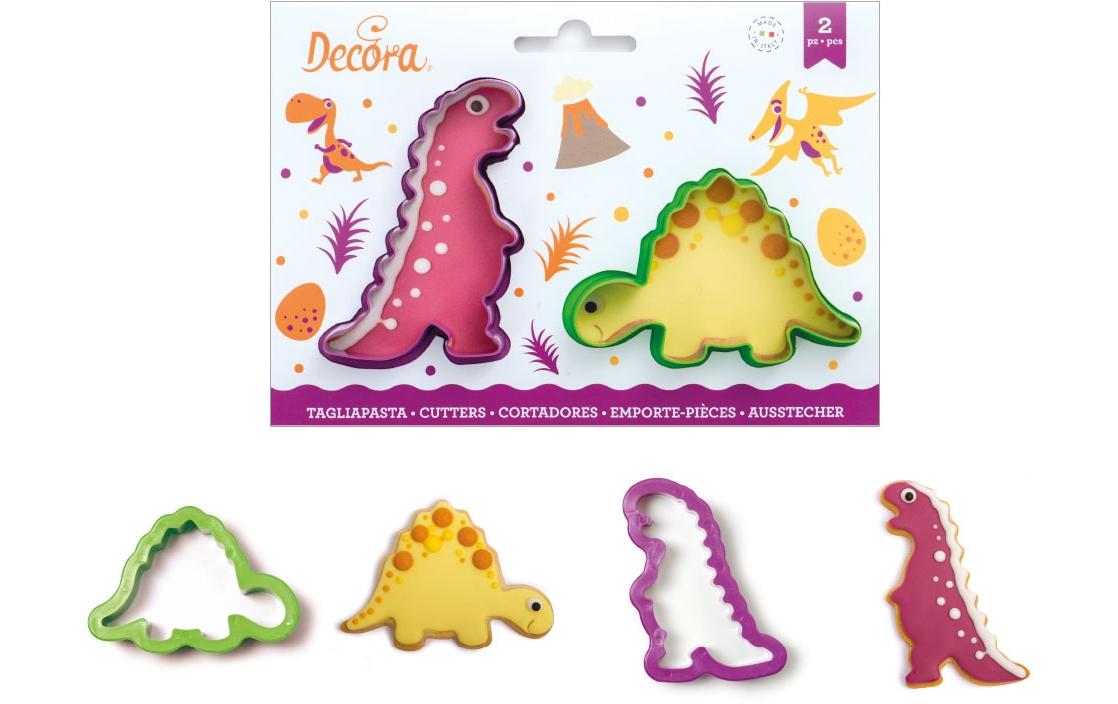 Guetzli-Ausstecher-Set Mini 2 Stück, JuraMini-Ausstechformen-Set mit Stegosaurus- und Tyrannosaurus-Motiv