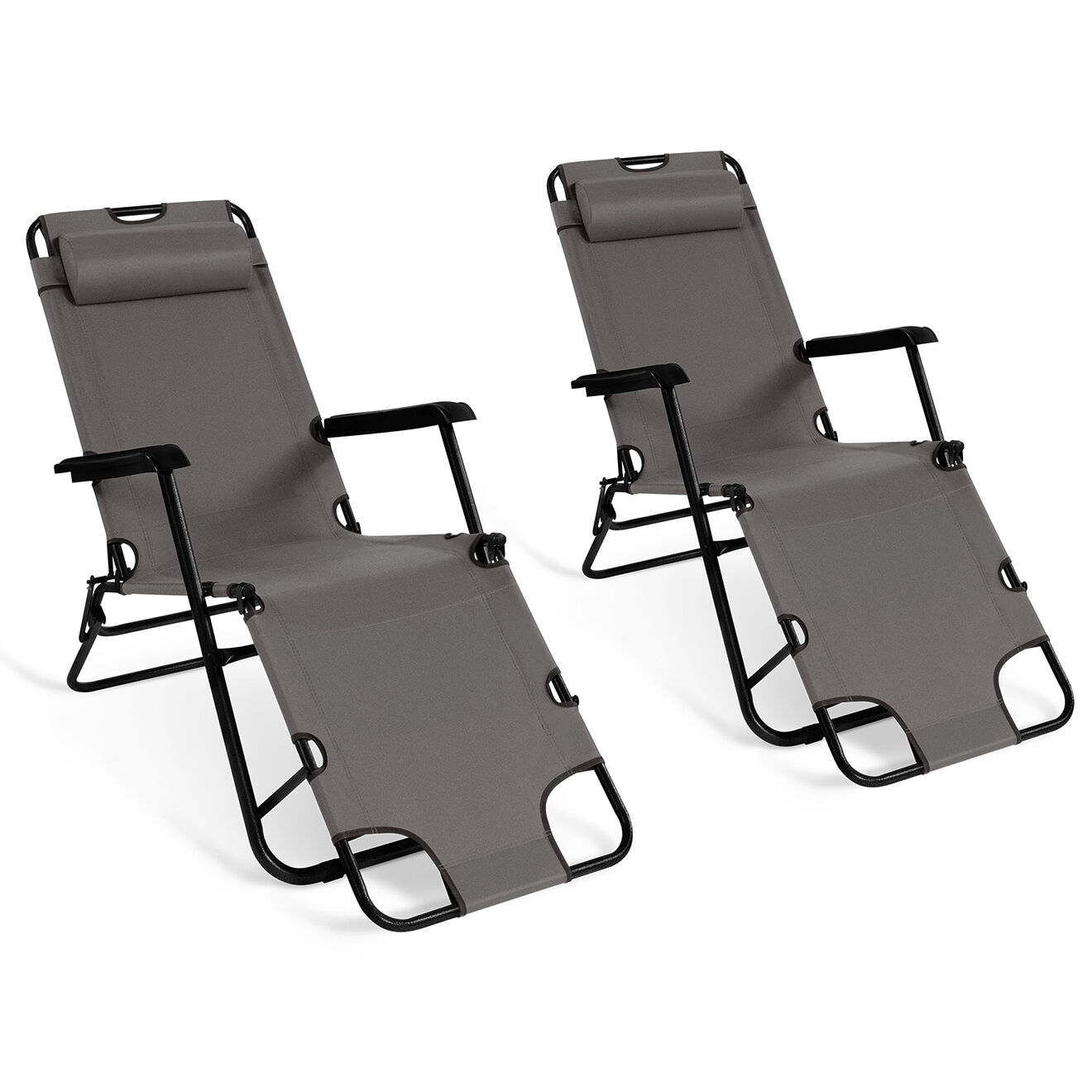 Pratik Garden 2 Transats relax gris - 171x61x33 cm