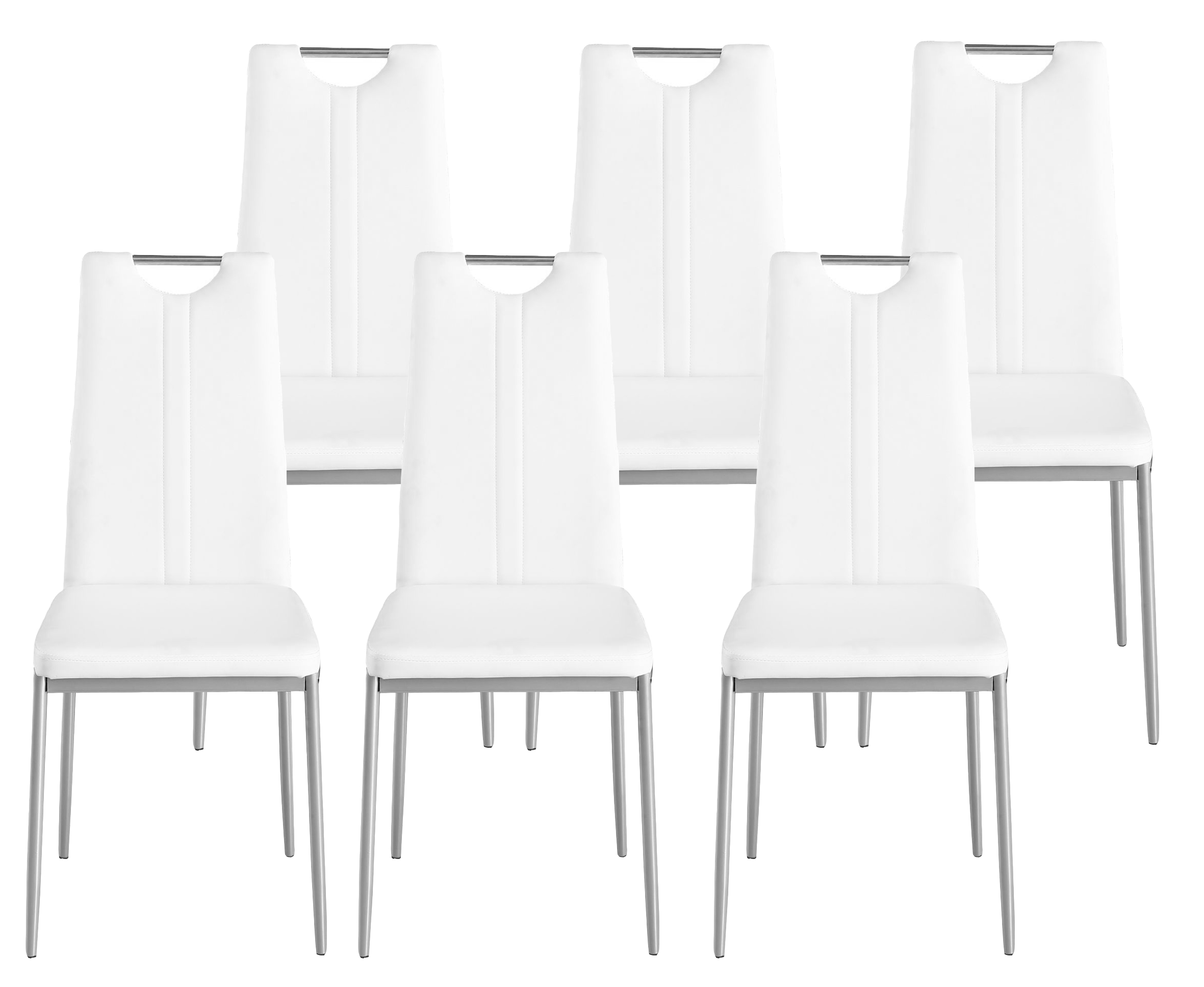 Esszimmerstuhl Leder IVO 6er Set weiss