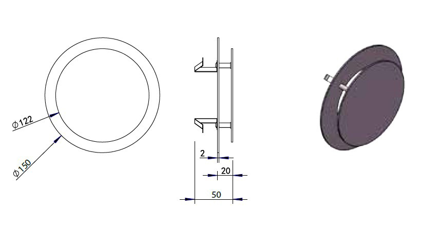 Hotbath &More rond ventilatierooster met klemmen geborsteld messing PVD
