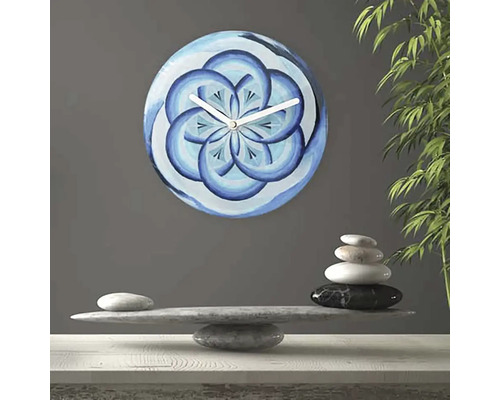 Cosmo tafelklok, gehard glas, blauw, Ø 20 cm