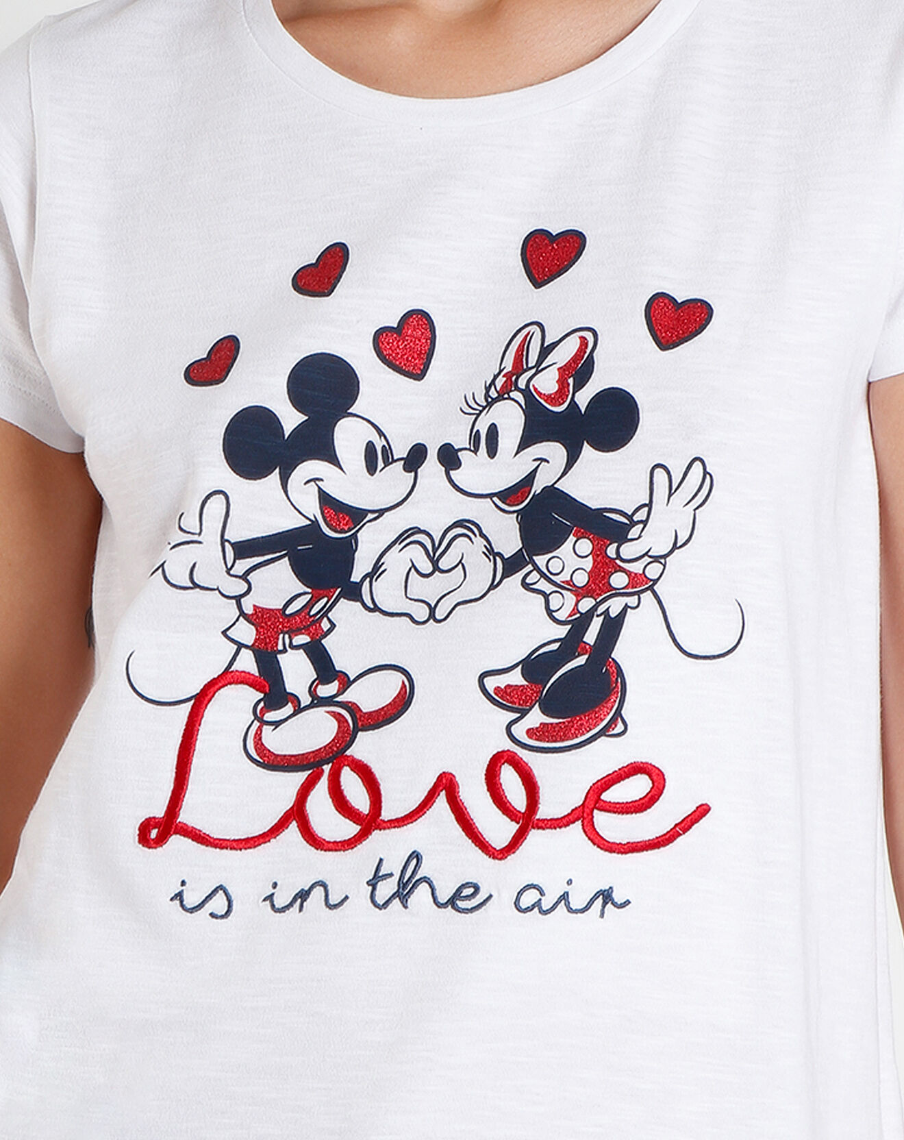 28 Pyjama T-Shirt & Pantacourt Yara blanc/bleu marine