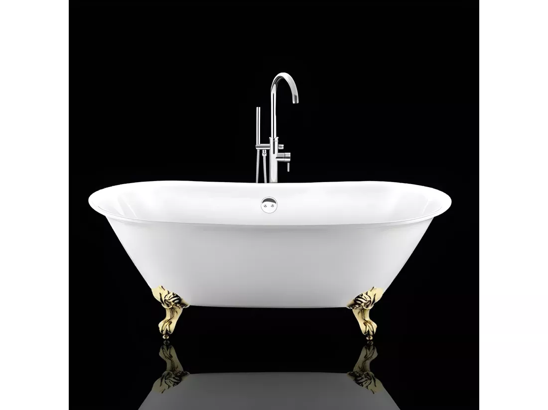 Baignoire ancienne rétro sur pieds SURRY HILLS Blanche 165 cm Pieds d'Aigle Dorés