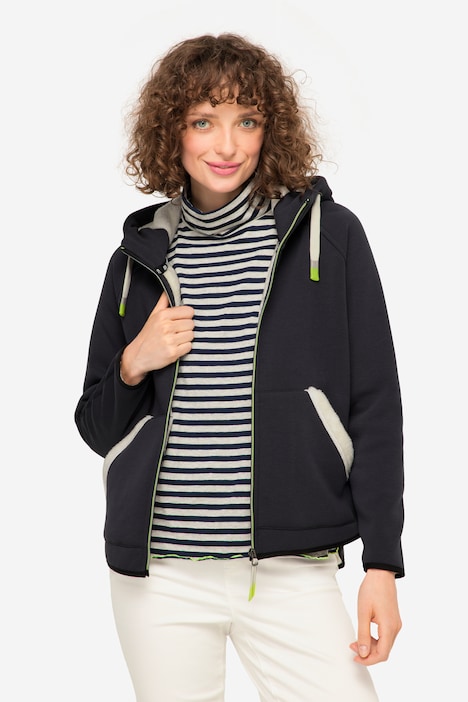 Hoodie-Jacke, Sweat, Teddy-Innenseite, Kapuze, Raglan-Langarm