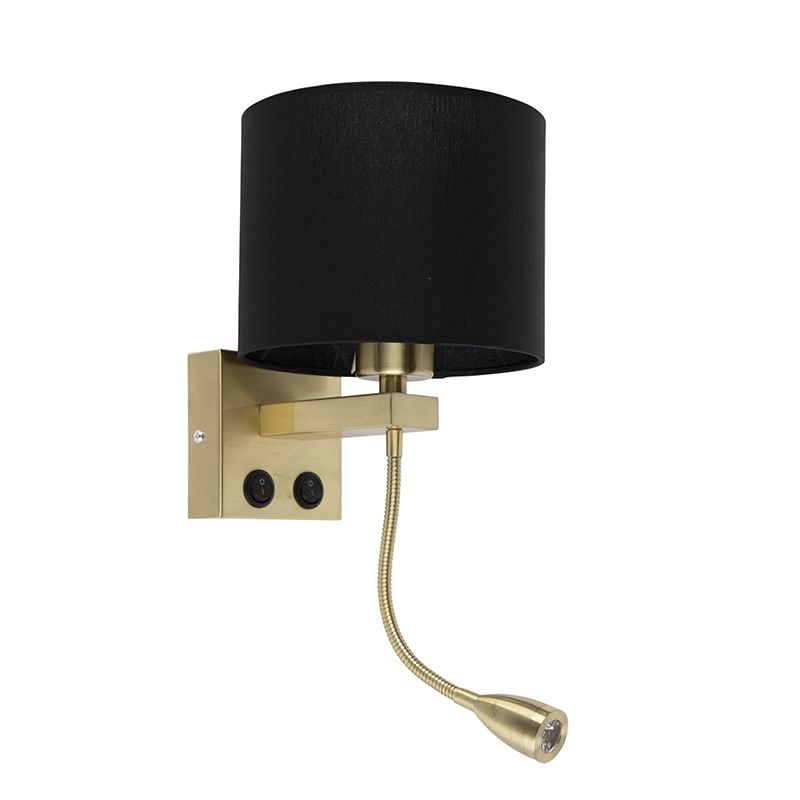 Art deco wandlamp goud met zwarte kap - Brescia
