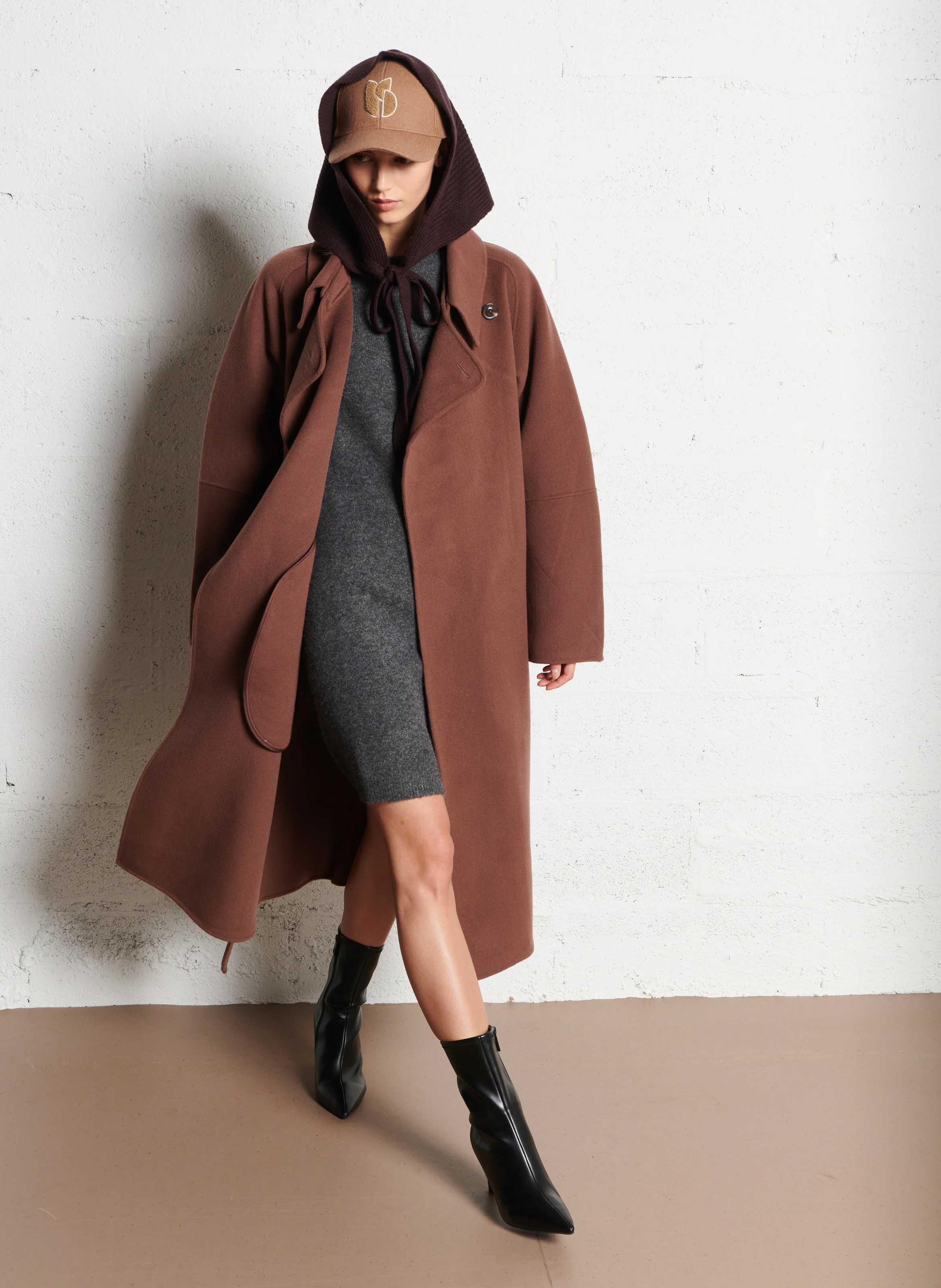 CHAMBERY - Manteau col classique ample en laine mélangée | Rose