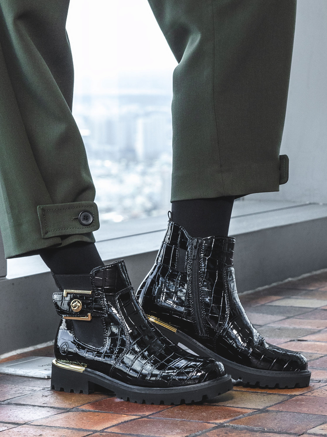 Remonte Gold Croc Boot