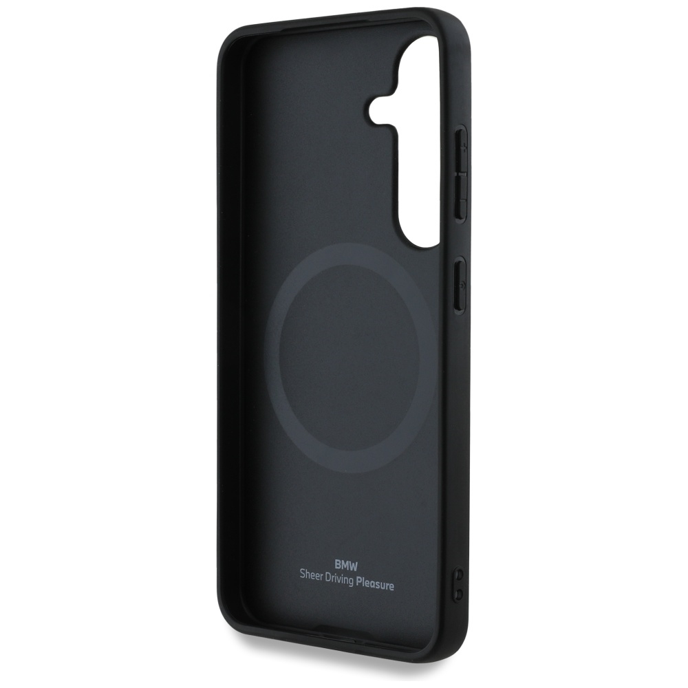 Samsung Galaxy S25 Leder Hardcase Hülle Half Textured & Circle MagSafe-Modul (BMHMS25S23RTPK) - Schwarz