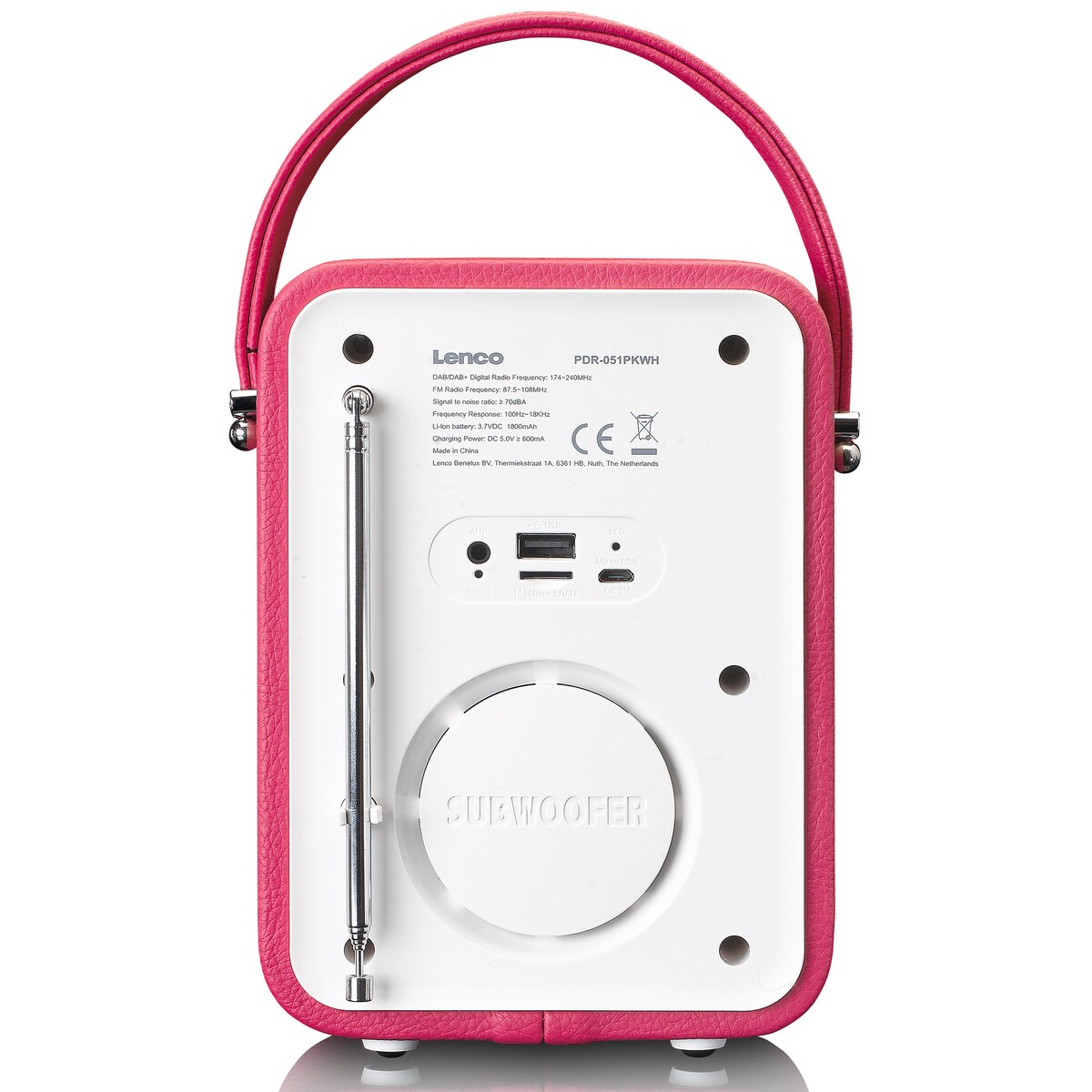 LENCO PDR-051PKWH Tragbares DAB+ FM-Radio mit BT, AUX, pink