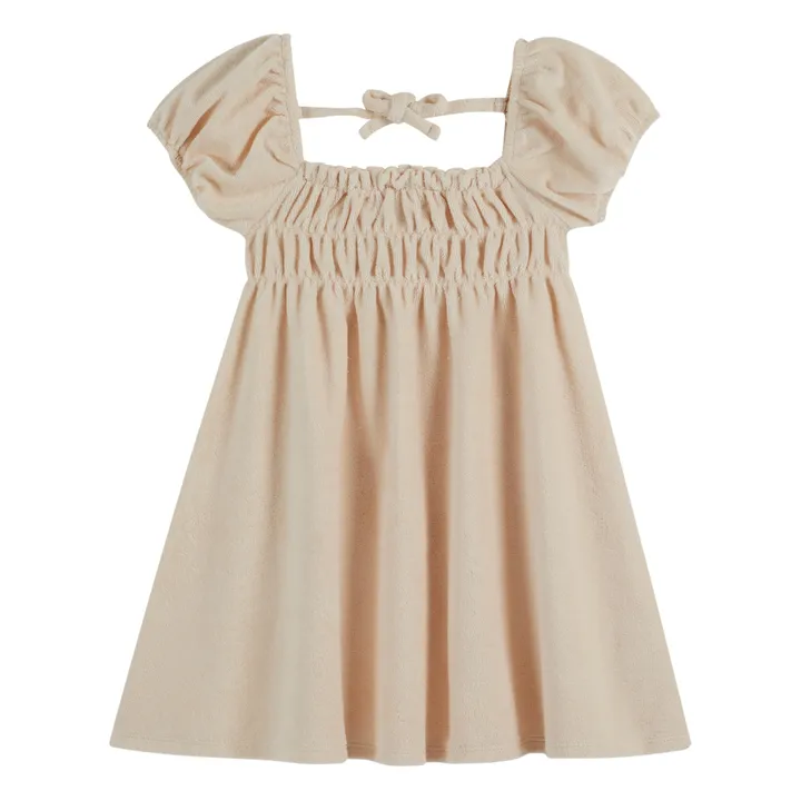 Emile et Ida Robe Smockée Eponge | Ecru