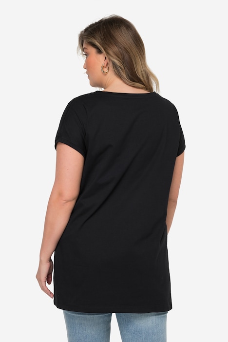T-Shirt, oversized, Loch-Stickereien, Rundhals