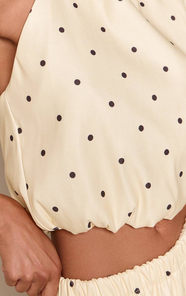 Citron Ensemble Coordonné Haut À Col Licou En Tissu Tissé Extensible À Pois