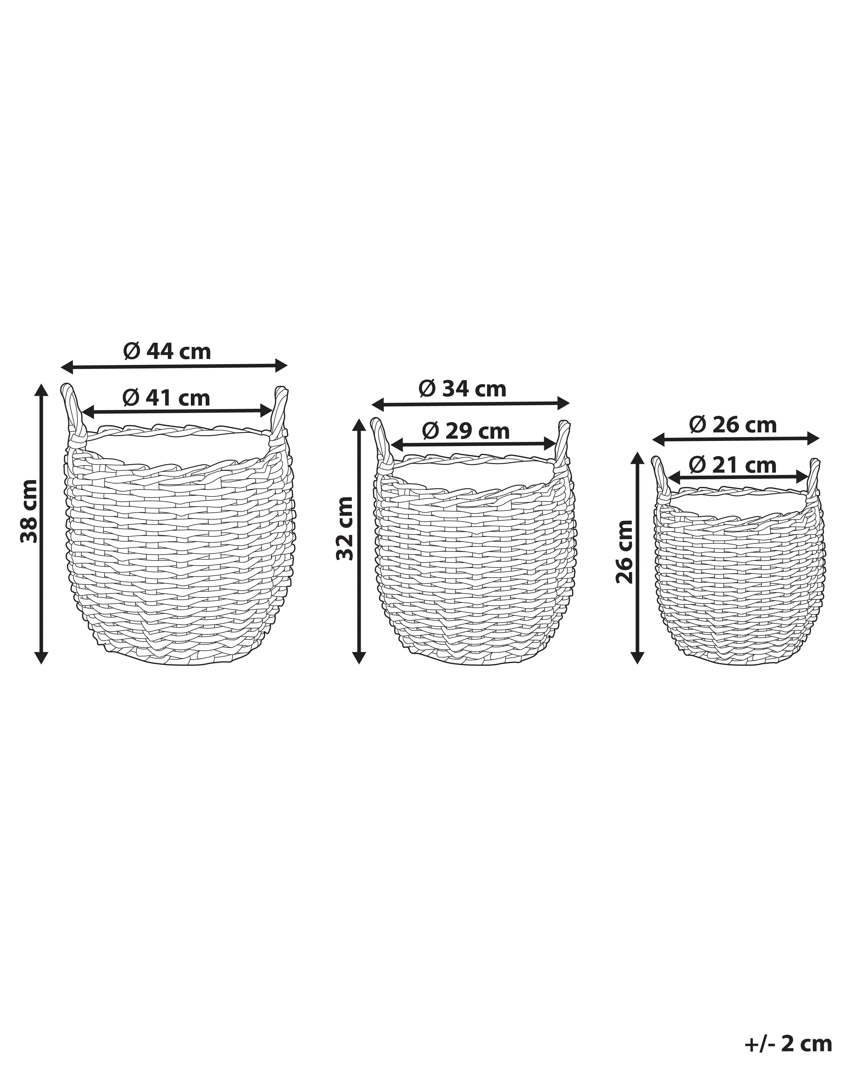 Set van 3 bloempotten AUCUBA 26/34/44 cm Lichtbruin