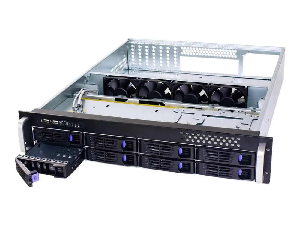 FANTEC SRC-2080X07 - Rack-monterbar - 2U - SSI CEB - SATA/SAS - hot-swap - sort anodiseret aluminium, sølvanodiseret aluminium - USB